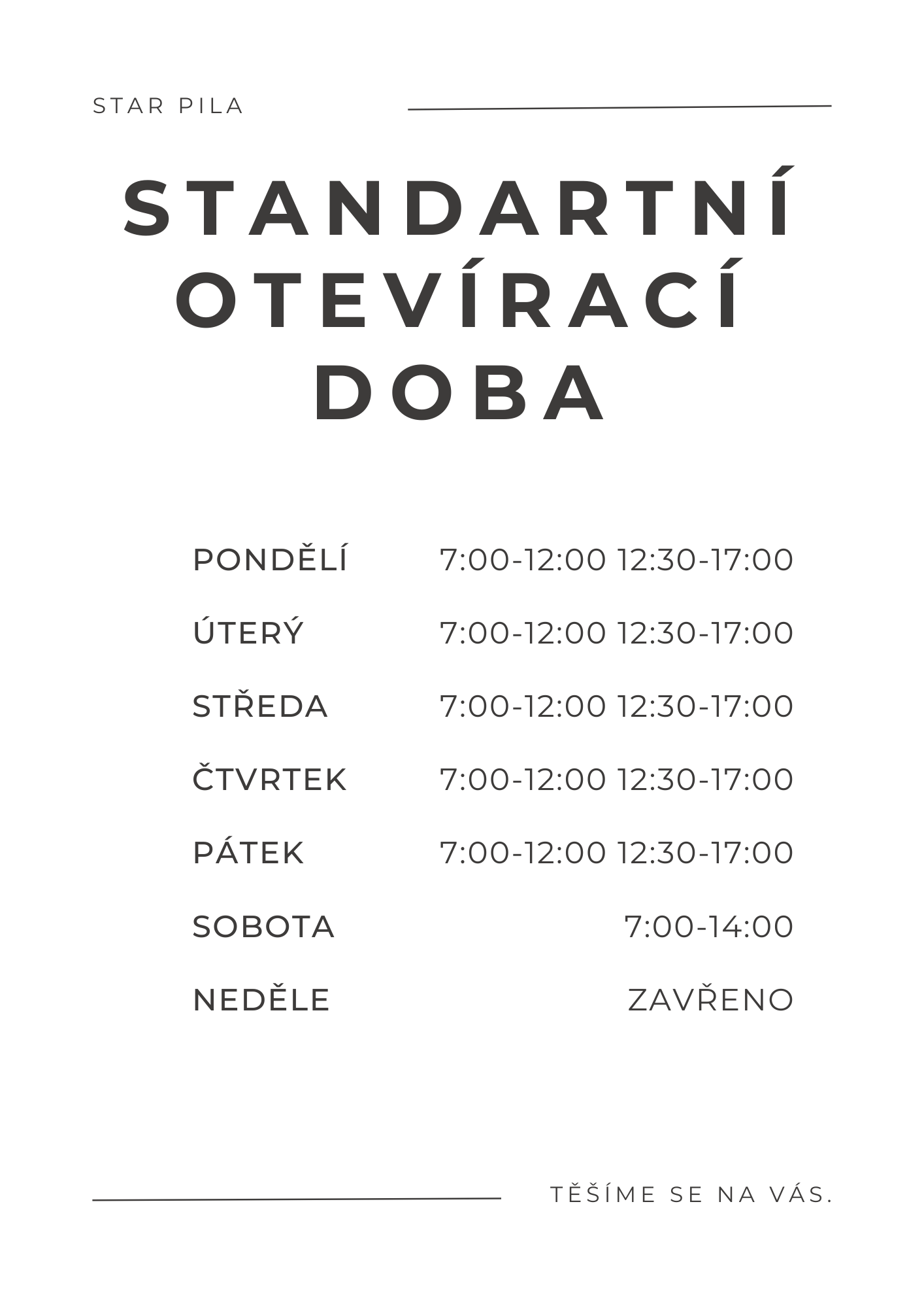 White Aesthetic Minimalist Opening Hours Poster